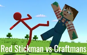 Red Stickman vs Craftmans - action game, play online free, no download